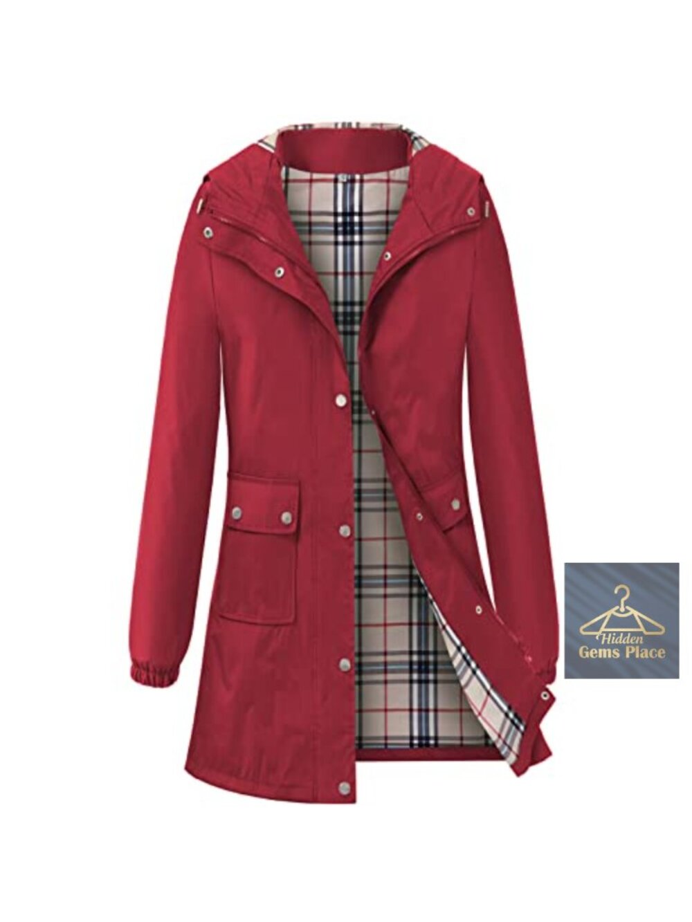 Waterproof Women's Raincoat Hooded Lightweight Windbreaker Long Trench